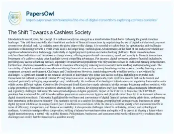 Essay on The Shift Towards a Cashless Society