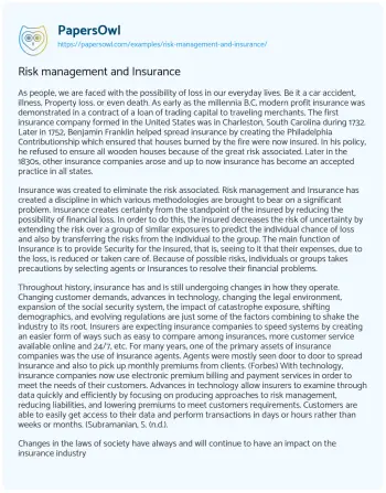 Essay on The Evolution and Challenges of the Insurance Industry