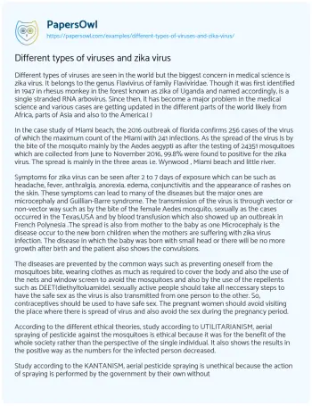 Essay on Different Types of Viruses and Zika Virus