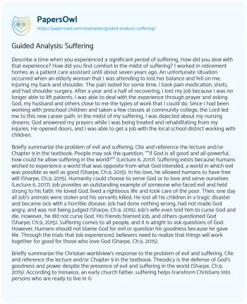 Essay on Guided Analysis: Suffering