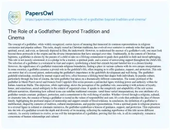 Essay on The Role of a Godfather: Beyond Tradition and Cinema