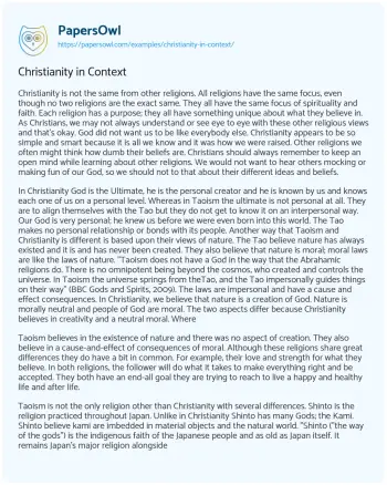 Essay on Christianity in Context