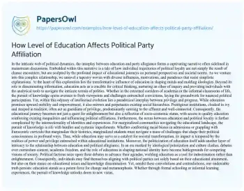 Essay on How Level of Education Affects Political Party Affiliation