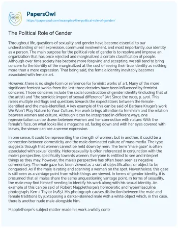 Essay on The Political Role of Gender