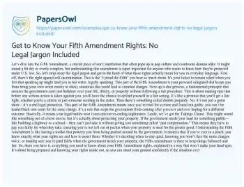 Essay on Get to Know your Fifth Amendment Rights: no Legal Jargon Included