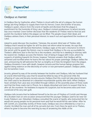 Essay on Oedipus Vs Hamlet