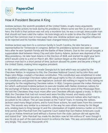 Essay on How a President Became a King