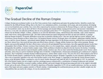 Essay on The Gradual Decline of the Roman Empire