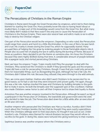 Essay on The Persecutions of Christians in the Roman Empire