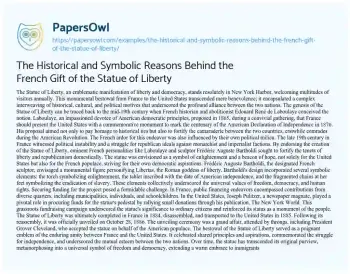 Essay on The Historical and Symbolic Reasons Behind the French Gift of the Statue of Liberty