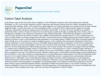 Essay on Costco Swot Analysis