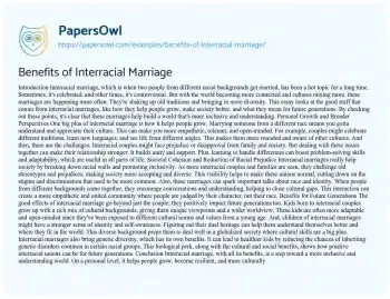 Essay on Benefits of Interracial Marriage