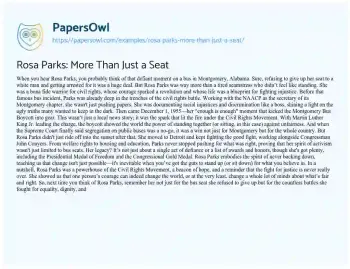 Essay on Rosa Parks: more than Just a Seat