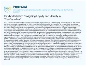 Essay on Randy’s Odyssey: Navigating Loyalty and Identity in ‘The Outsiders’