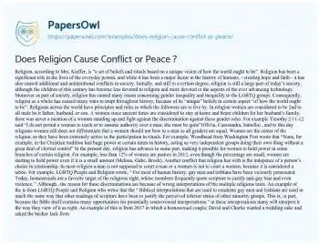 Essay on Does Religion Cause Conflict or Peace ?