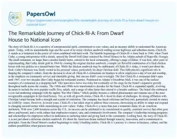 Essay on The Remarkable Journey of Chick-fil-A: from Dwarf House to National Icon