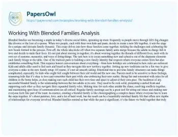 Essay on Working with Blended Families Analysis