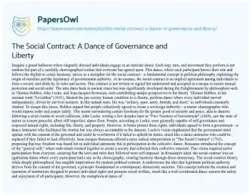 Essay on The Social Contract: a Dance of Governance and Liberty