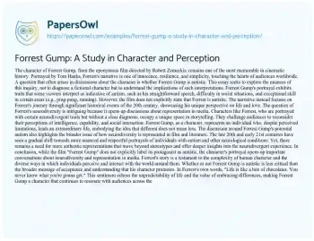 Essay on Forrest Gump: a Study in Character and Perception