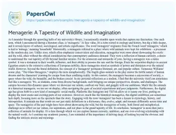 Essay on Menagerie: a Tapestry of Wildlife and Imagination