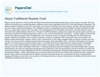 Essay on About Traditional Hispanic Food