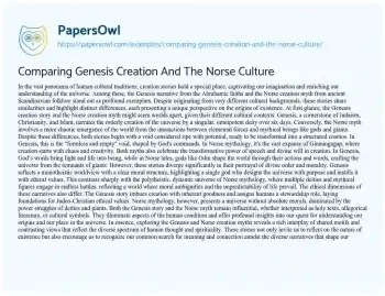 Essay on Comparing Genesis Creation and the Norse Culture