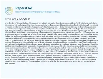 Essay on Eris Greek Goddess