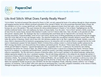 Essay on Lilo and Stitch: what does Family Really Mean?