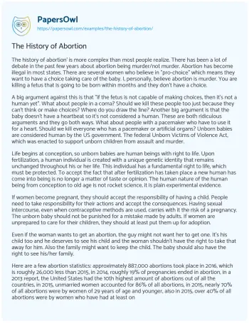 Essay on The History of Abortion