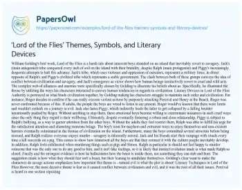 Essay on ‘Lord of the Flies’ Themes, Symbols, and Literary Devices