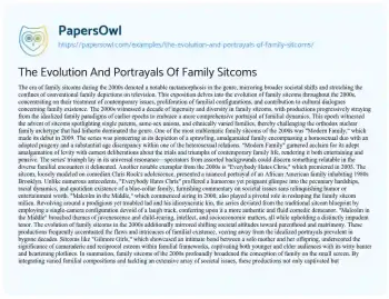 Essay on The Evolution and Portrayals of Family Sitcoms