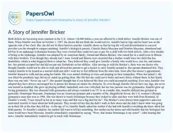 Essay on A Story of Jennifer Bricker