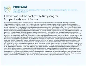 Essay on Chevy Chase and the Controversy: Navigating the Complex Landscape of Racism