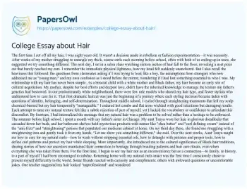 Essay on College Essay about Hair