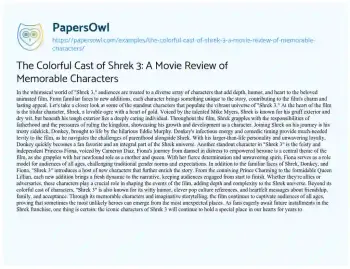 Essay on The Colorful Cast of Shrek 3: a Movie Review of Memorable Characters