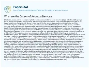 Essay on What are the Causes of Anorexia Nervosa