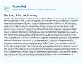 Essay on The Song of the Lark Summary