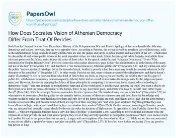 Essay on How does Socrates Vision of Athenian Democracy Differ from that of Pericles