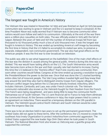 Essay on The Longest War Fought in America’s History