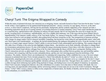 Essay on Cheryl Tunt: the Enigma Wrapped in Comedy