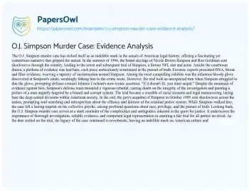 Essay on O.J. Simpson Murder Case: Evidence Analysis