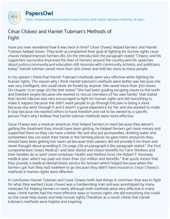 Essay on César Chávez and Harriet Tubman’s Methods of Fight