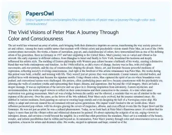 Essay on The Vivid Visions of Peter Max: a Journey through Color and Consciousness