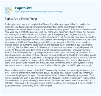 Essay on Rights are a Fickle Thing