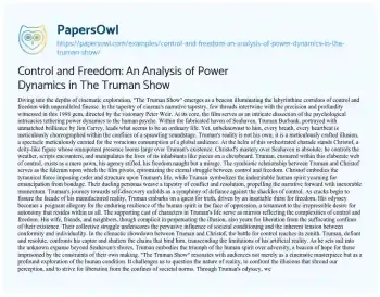 Essay on Control and Freedom: an Analysis of Power Dynamics in the Truman Show