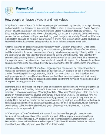 Essay on How People Embrace Diversity and New Values