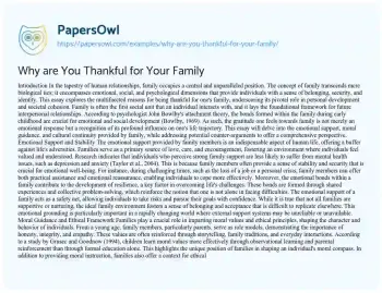 Essay on Why are you Thankful for your Family