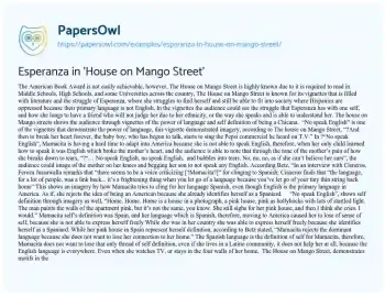 Essay on Esperanza in ‘House on Mango Street’