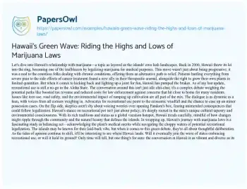 Essay on Hawaii’s Green Wave: Riding the Highs and Lows of Marijuana Laws