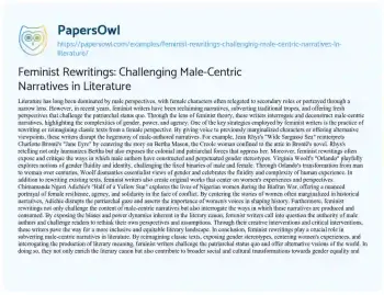 Essay on Feminist Rewritings: Challenging Male-Centric Narratives in Literature